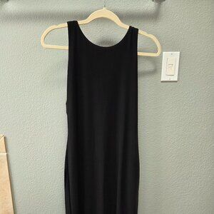 Classic Black Column Midi Dress Lace-Up Back  - Small - NWT